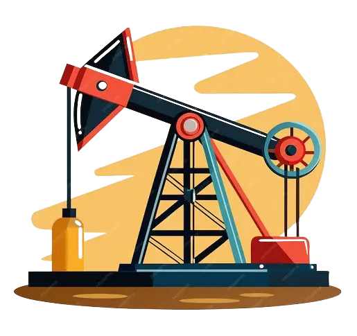 A vector graphic of an oil driller extracting oil from land